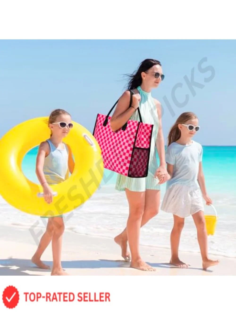 Waterproof Beach Tote Bag with 2 Makeup Bags Travel Work Gym Weekend